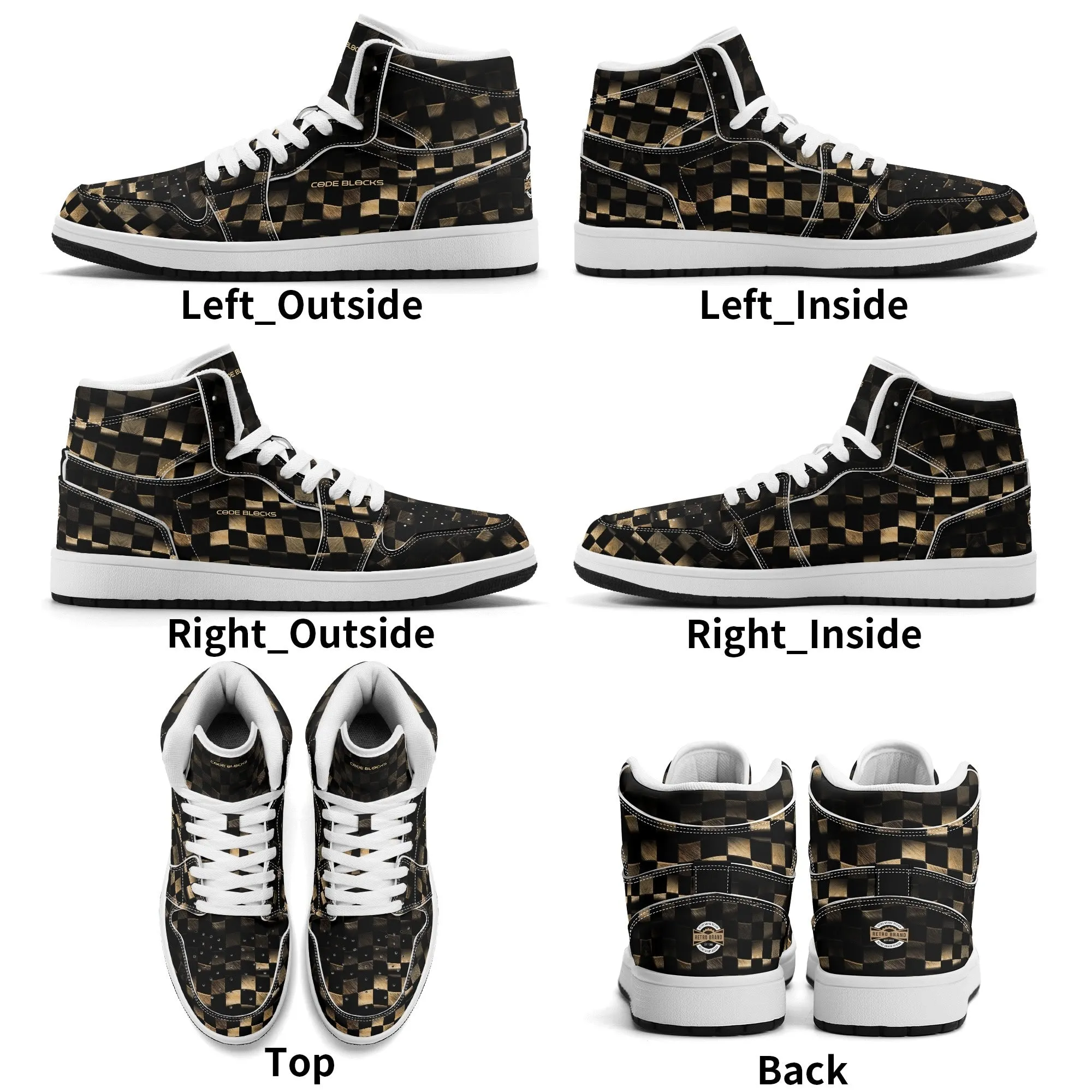 Mens Premium High Top Leather Sneakers
