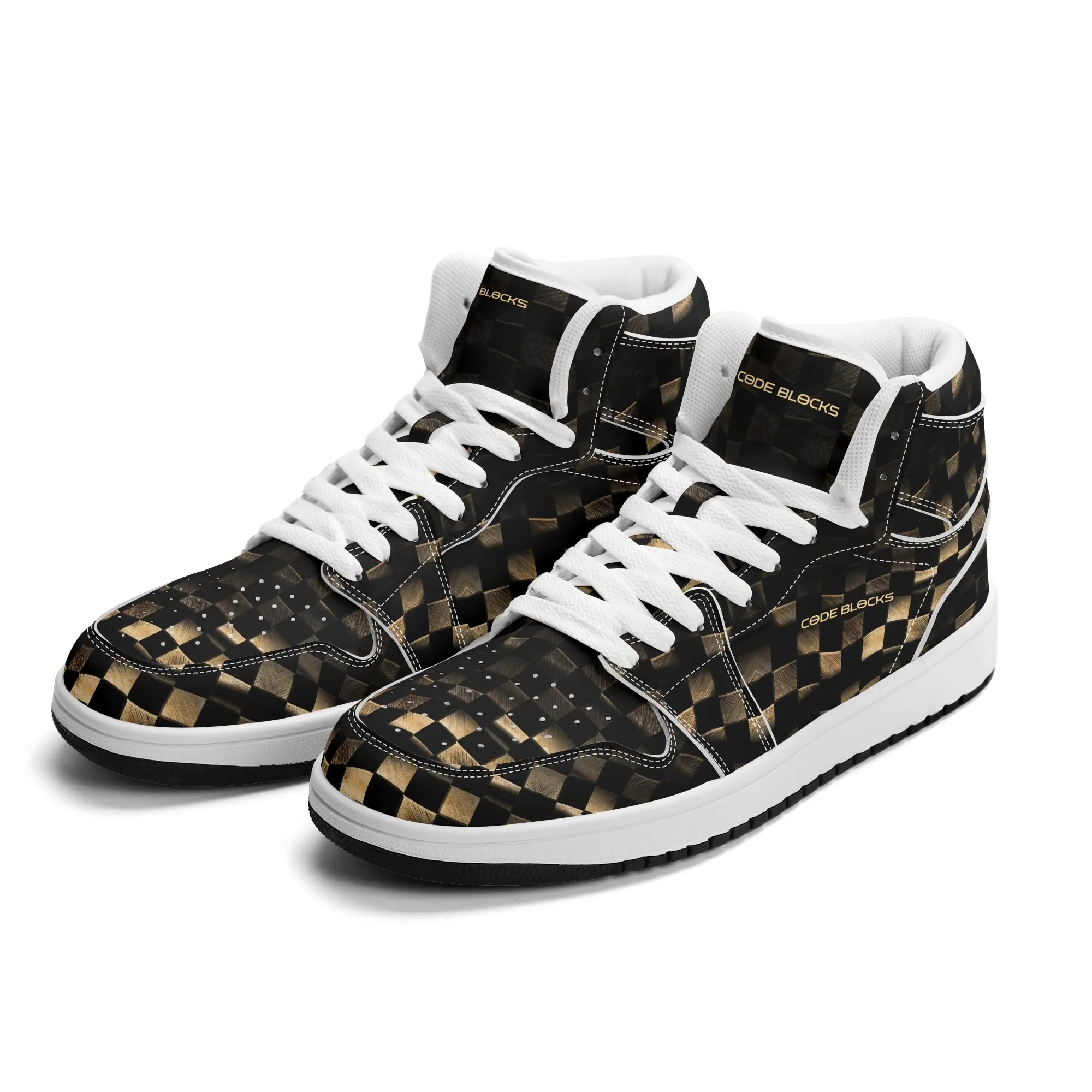 Mens Premium High Top Leather Sneakers