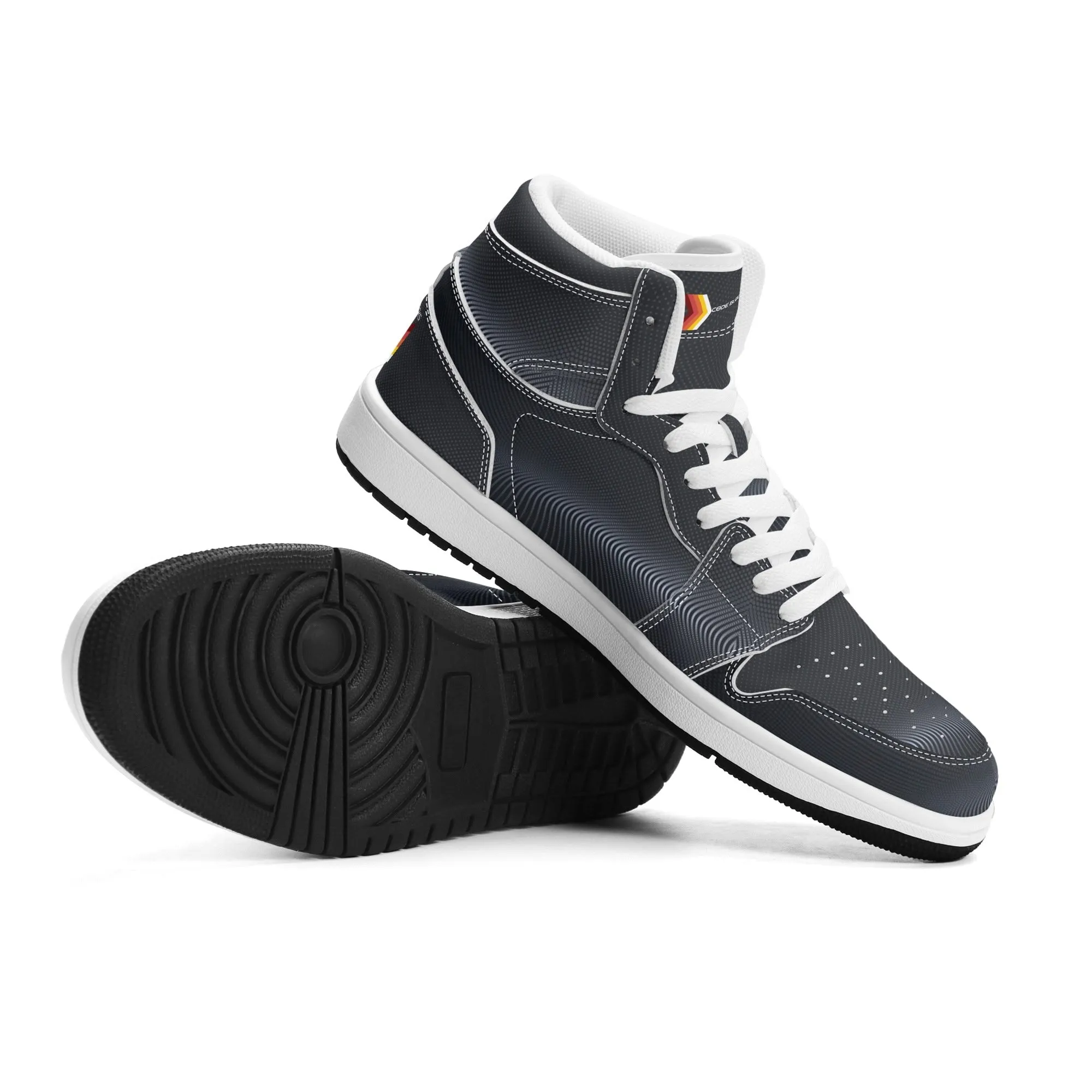 Mens Premium High Top Leather Sneakers