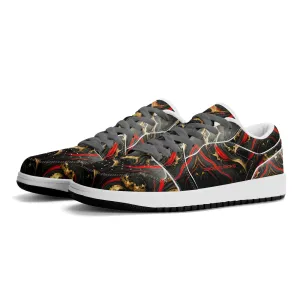 Mens Premium PU Leather Low Top Sneakers-V2