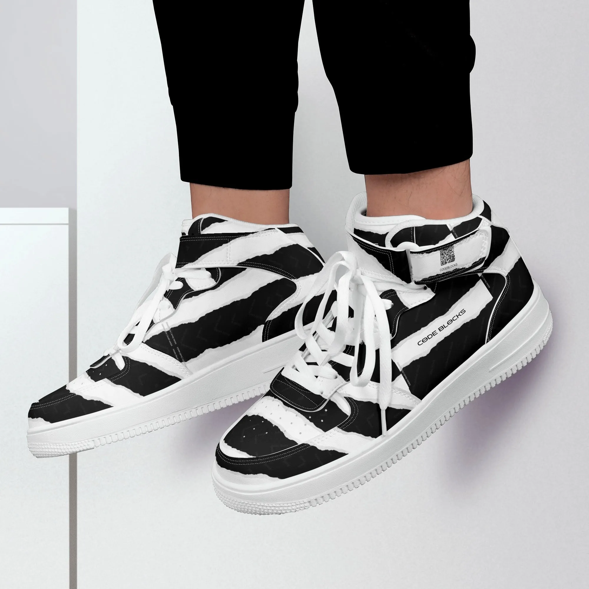 Mens Upgraded High Top Leather Sneakers