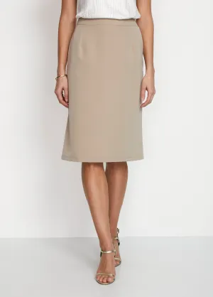 Mid-length straight skirt in stretch fabric