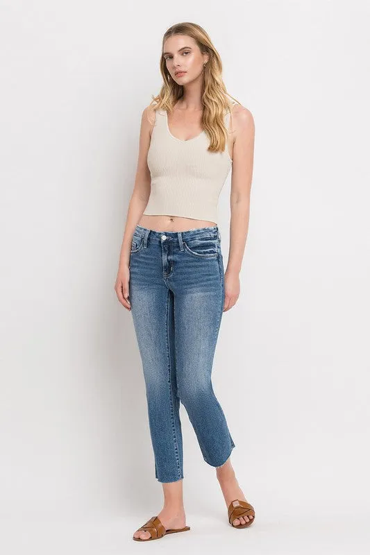 Mid Rise Crop Slim Straight Jeans, Vervet by Flying Monkey