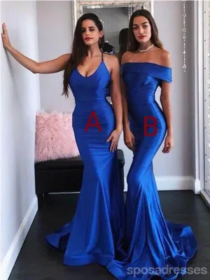 Mismatched Mermaid Blue Off Shoulder Cheap Long Prom Dresses Online,12718