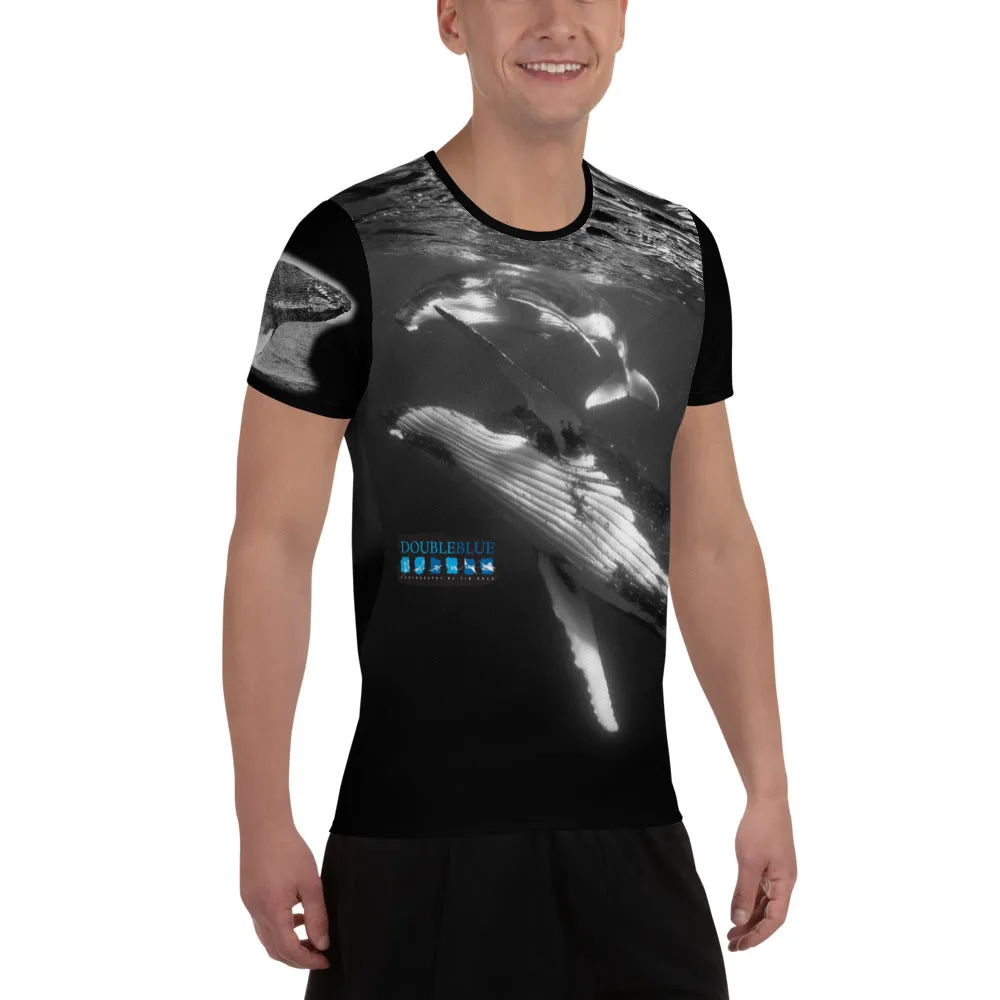 Mother & Calf Double Blue Images All-Over Print Men's Athletic T-shirt