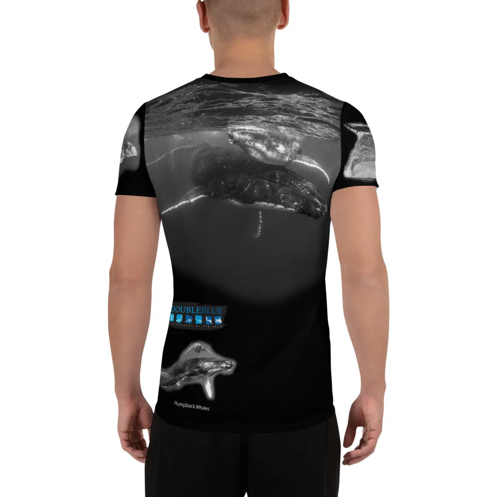 Mother & Calf Double Blue Images All-Over Print Men's Athletic T-shirt