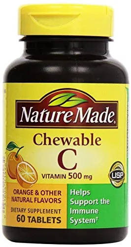 Nature Made - Vitamina C 500 mg, 120 comprimidos masticables (2 unidades de 60)