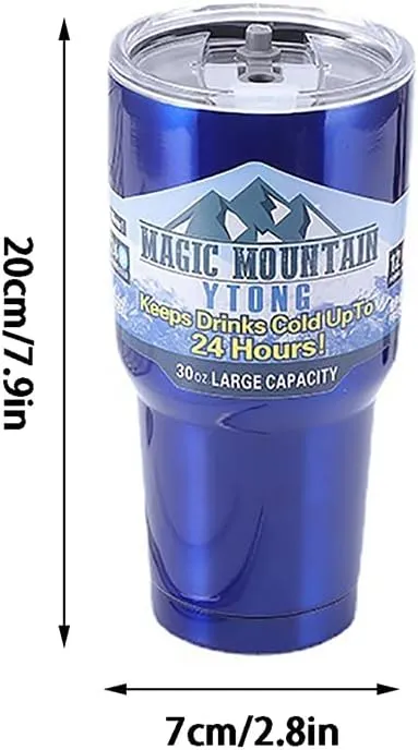 NEW 30oz Black Stainless Steel Water Bottle Thermos Tumbler Keep Drink Cold Hot Vacuum Flasks Mugs Coffee Cups Car Bottle, Straw Not Included