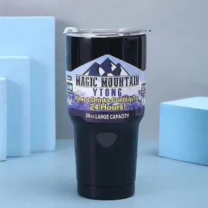 NEW 30oz Black Stainless Steel Water Bottle Thermos Tumbler Keep Drink Cold Hot Vacuum Flasks Mugs Coffee Cups Car Bottle, Straw Not Included