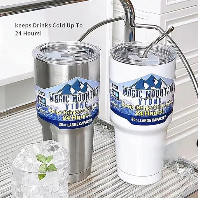 NEW 30oz Black Stainless Steel Water Bottle Thermos Tumbler Keep Drink Cold Hot Vacuum Flasks Mugs Coffee Cups Car Bottle, Straw Not Included