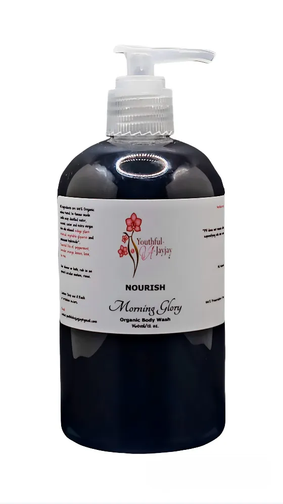 NOURISH: Morning Glory Organic Body Wash, Handcrafted, Antibacterial, 12oz.