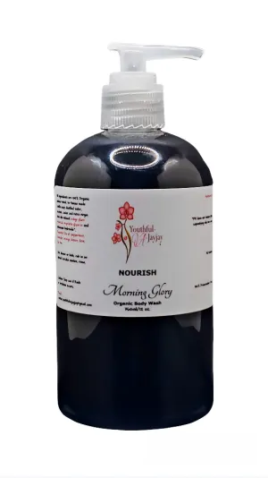 NOURISH: Morning Glory Organic Body Wash, Handcrafted, Antibacterial, 12oz.