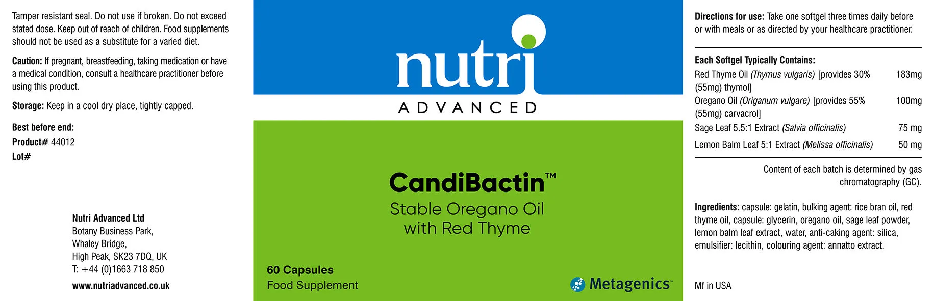 Nutri Advanced CandiBactin 60's