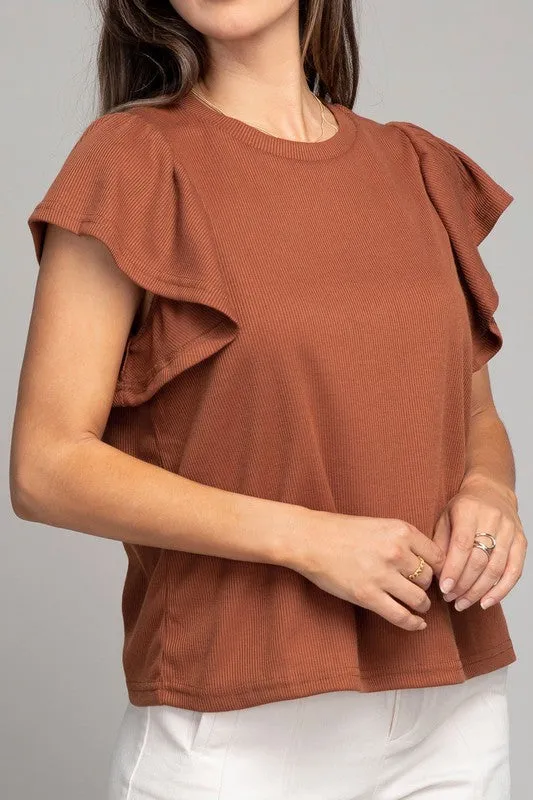 Nuvi Apparel Ruffle sleeve top