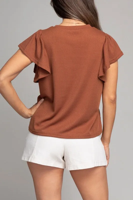 Nuvi Apparel Ruffle sleeve top