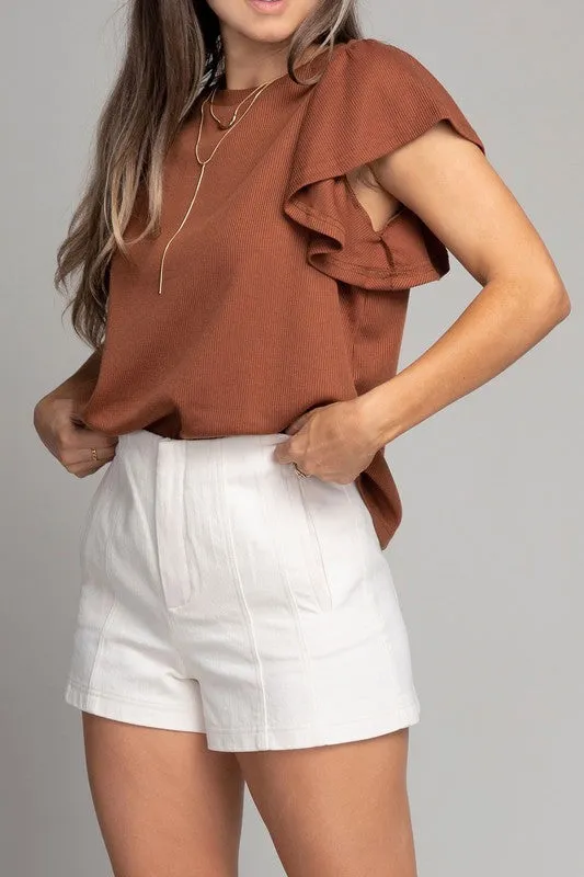 Nuvi Apparel Ruffle sleeve top