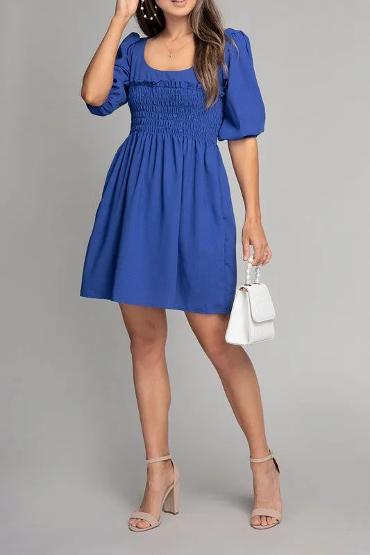 Nuvi Apparel Smocked mini dress
