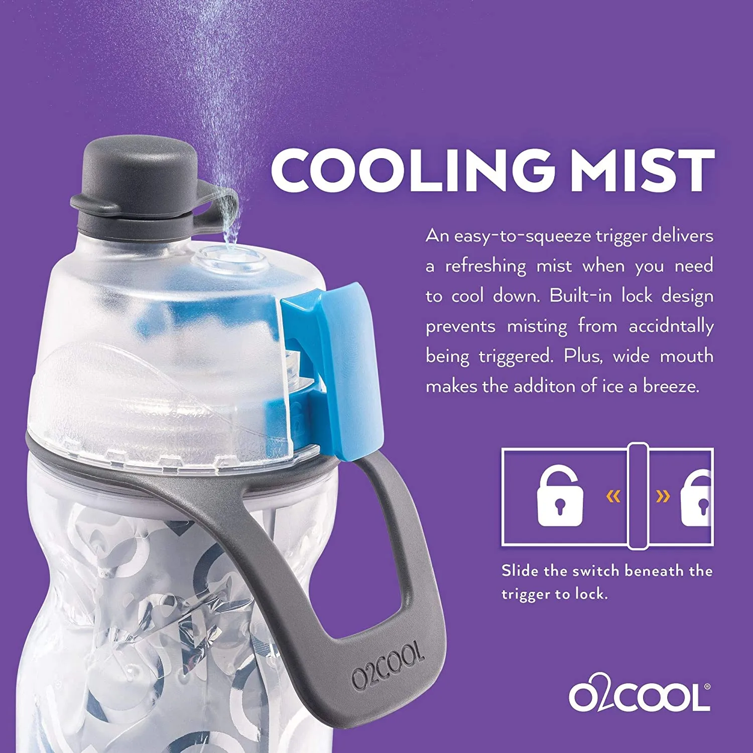 O2COOL Arctic Squeeze Mist 'N Sip Insulated Water Bottle 20oz