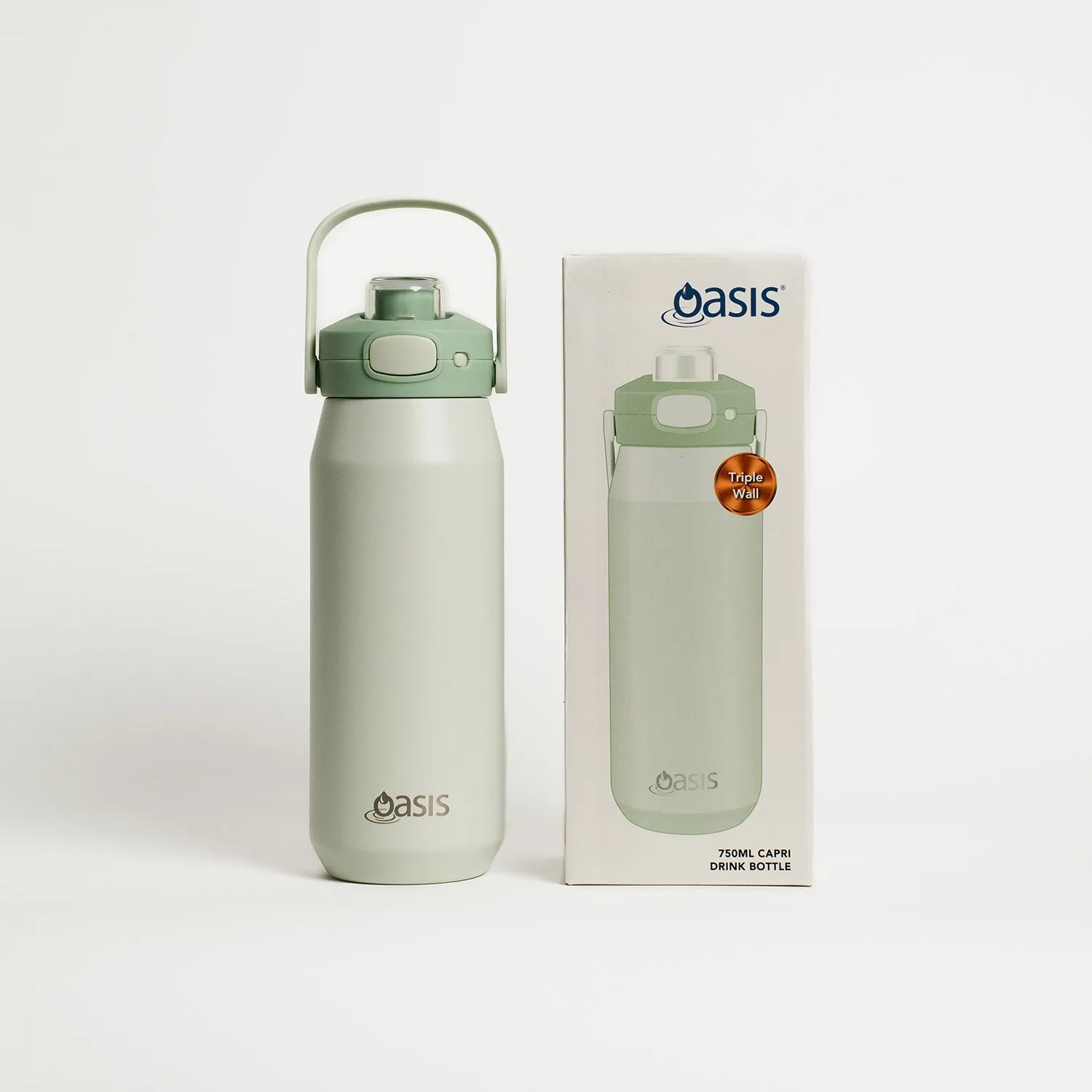 Oasis Ceramic Stainless Steel Triple Wall Capri Quick Release Drink Bottle 750ML