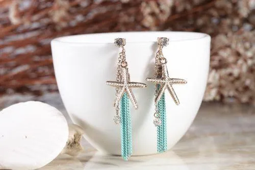 Ocean maze seastar tassel earrings
