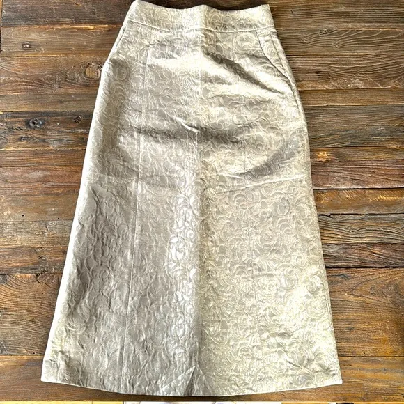 Oui Jacard metallic cream maxi skirt EUC size S