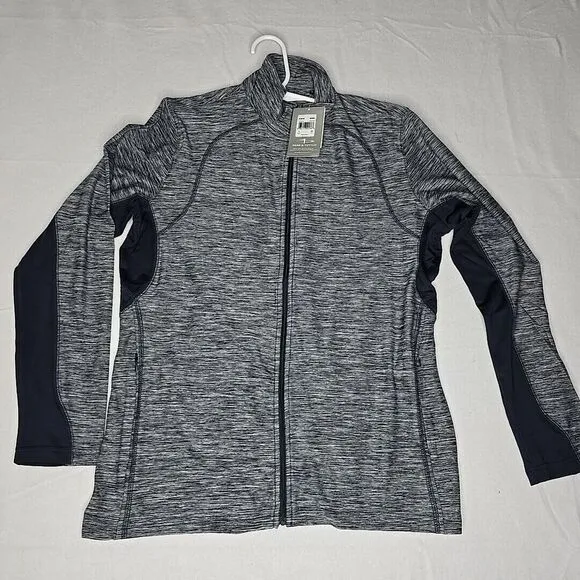 Page &amp; Tuttle Women's Dark Heathered Blue Full-Zip Activewear Jacket Size Large