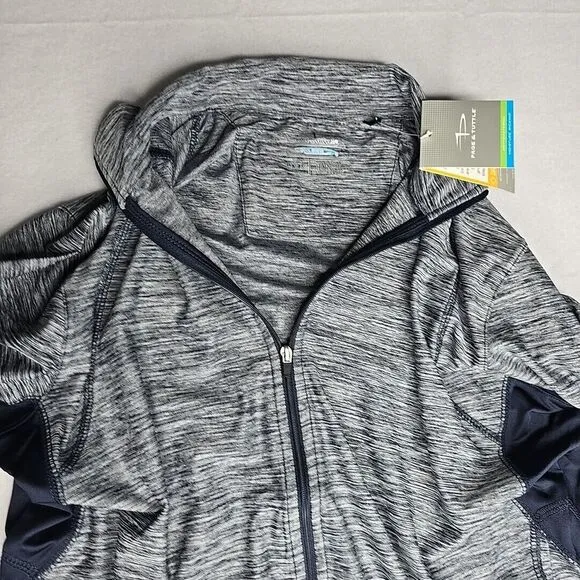 Page &amp; Tuttle Women's Dark Heathered Blue Full-Zip Activewear Jacket Size Large