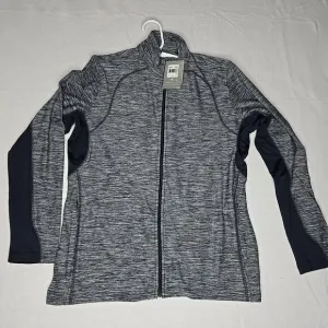 Page &amp; Tuttle Women's Dark Heathered Blue Full-Zip Activewear Jacket Size Large