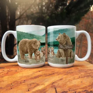 Personalized Mama Bear Mug with Papa Bear and Cubs