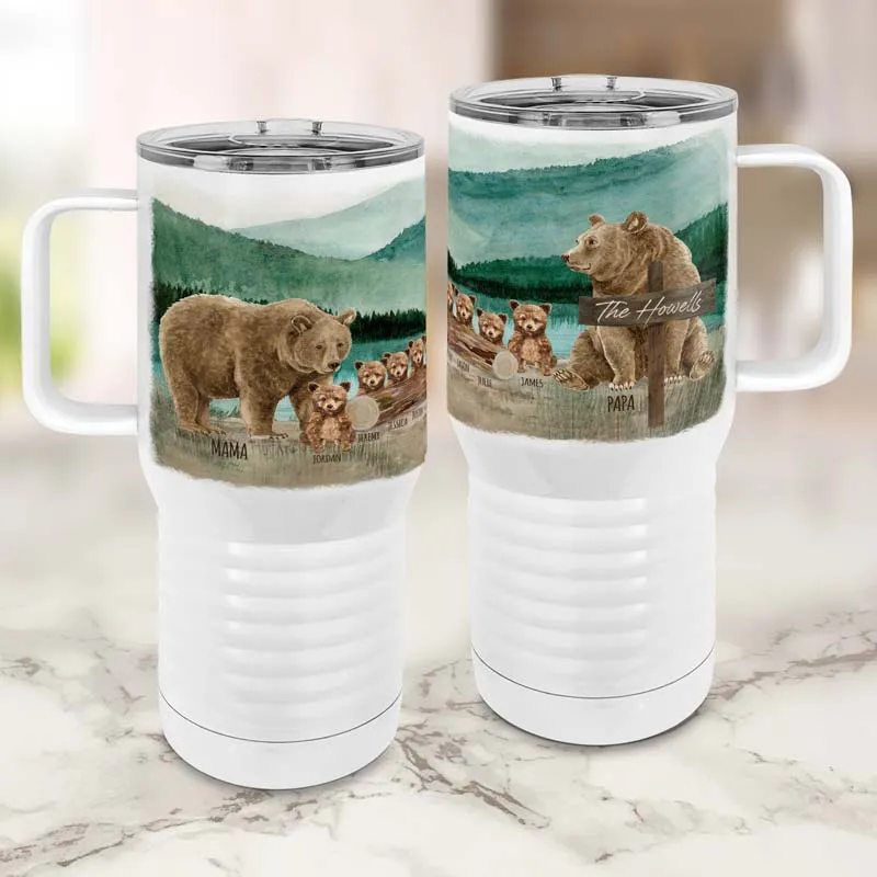 Personalized Mama Bear Mug with Papa Bear and Cubs