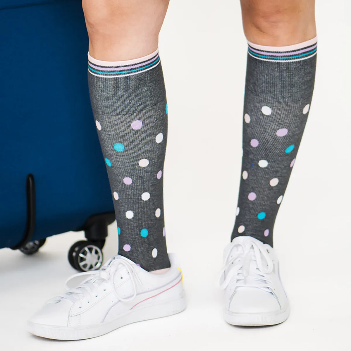 Polka Dot Grey Cotton Energy Socks