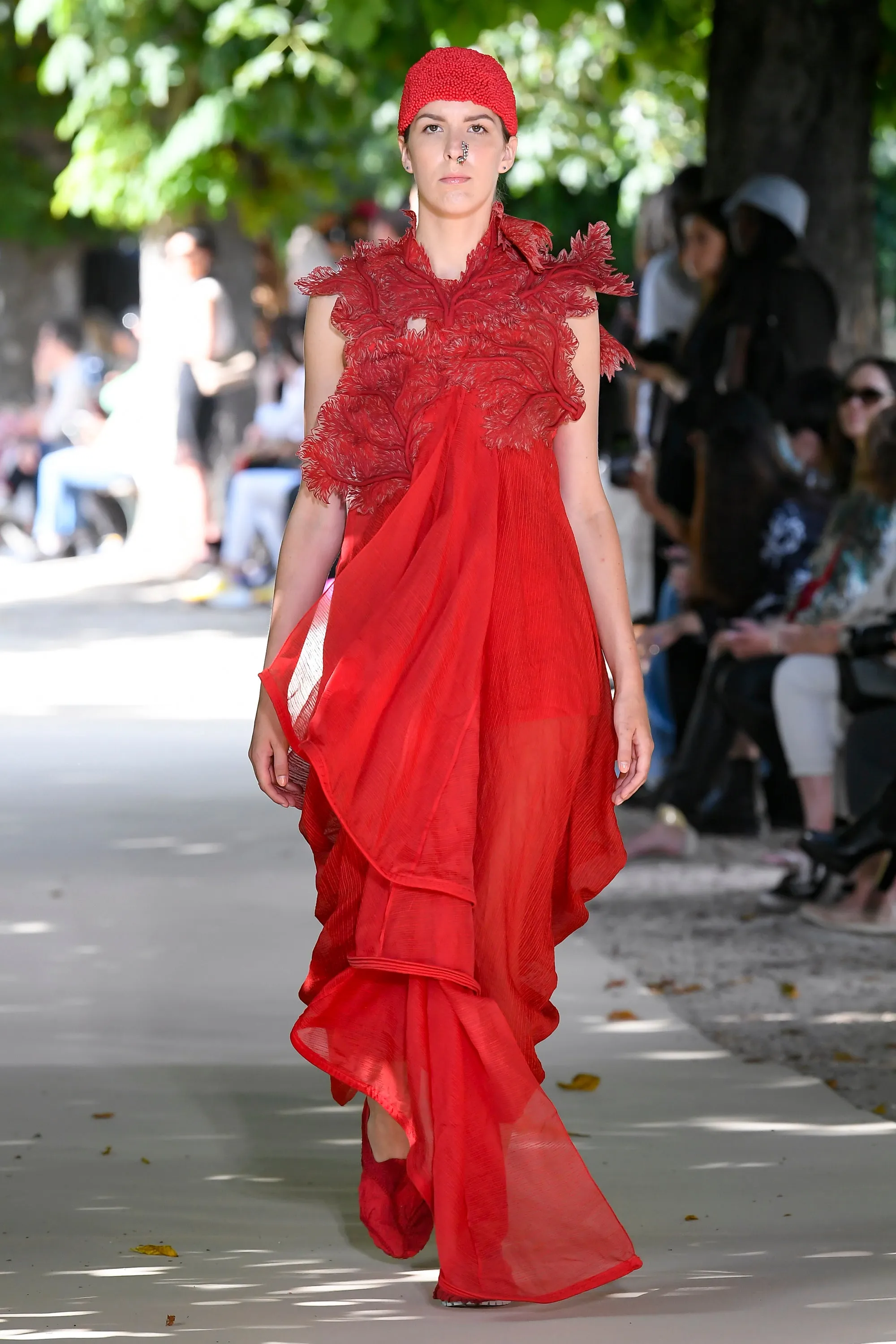 Red Coral Sheer Dress