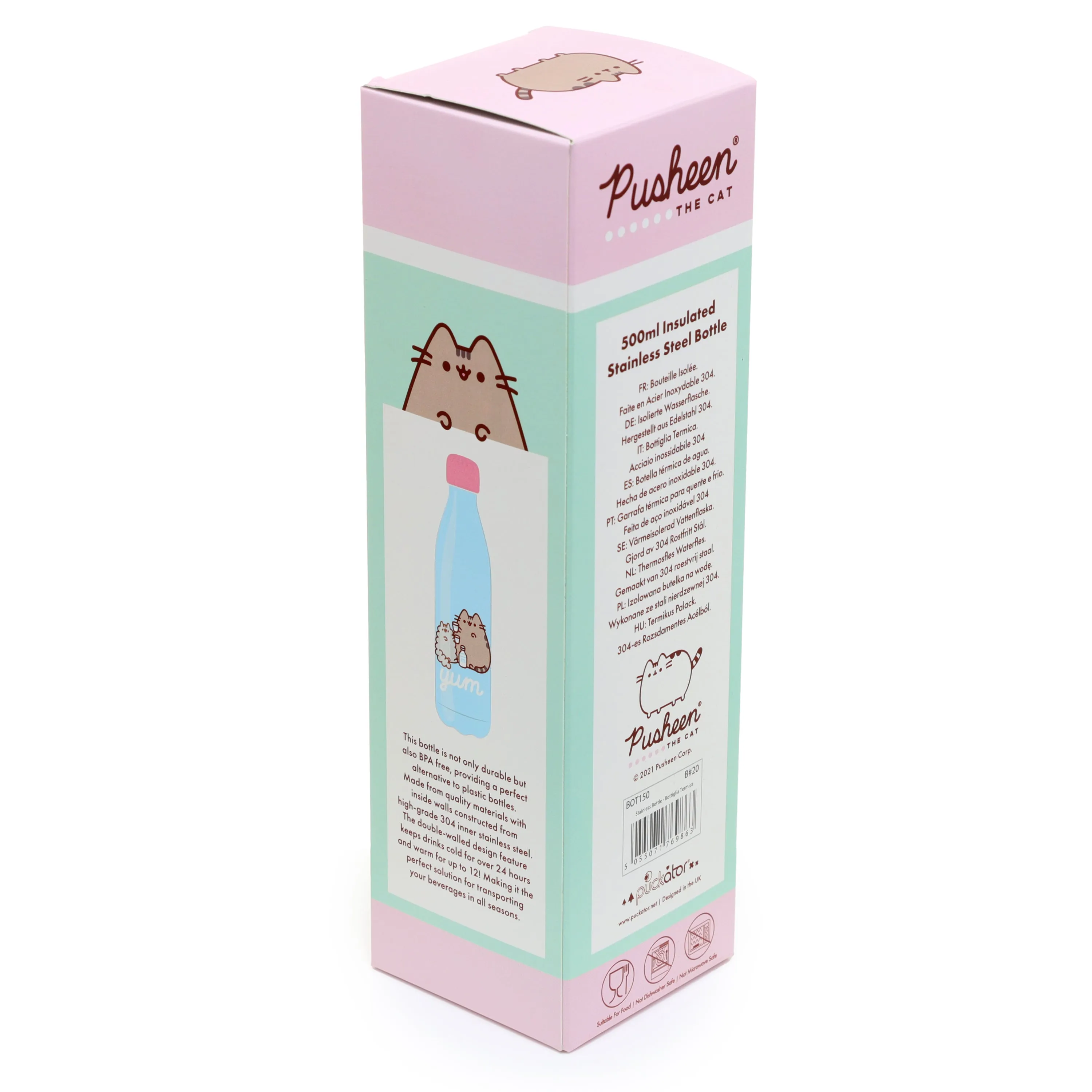 Reusable Stainless Steel Insulated Drinks Bottle 500ml - Pusheen the Cat Foodie