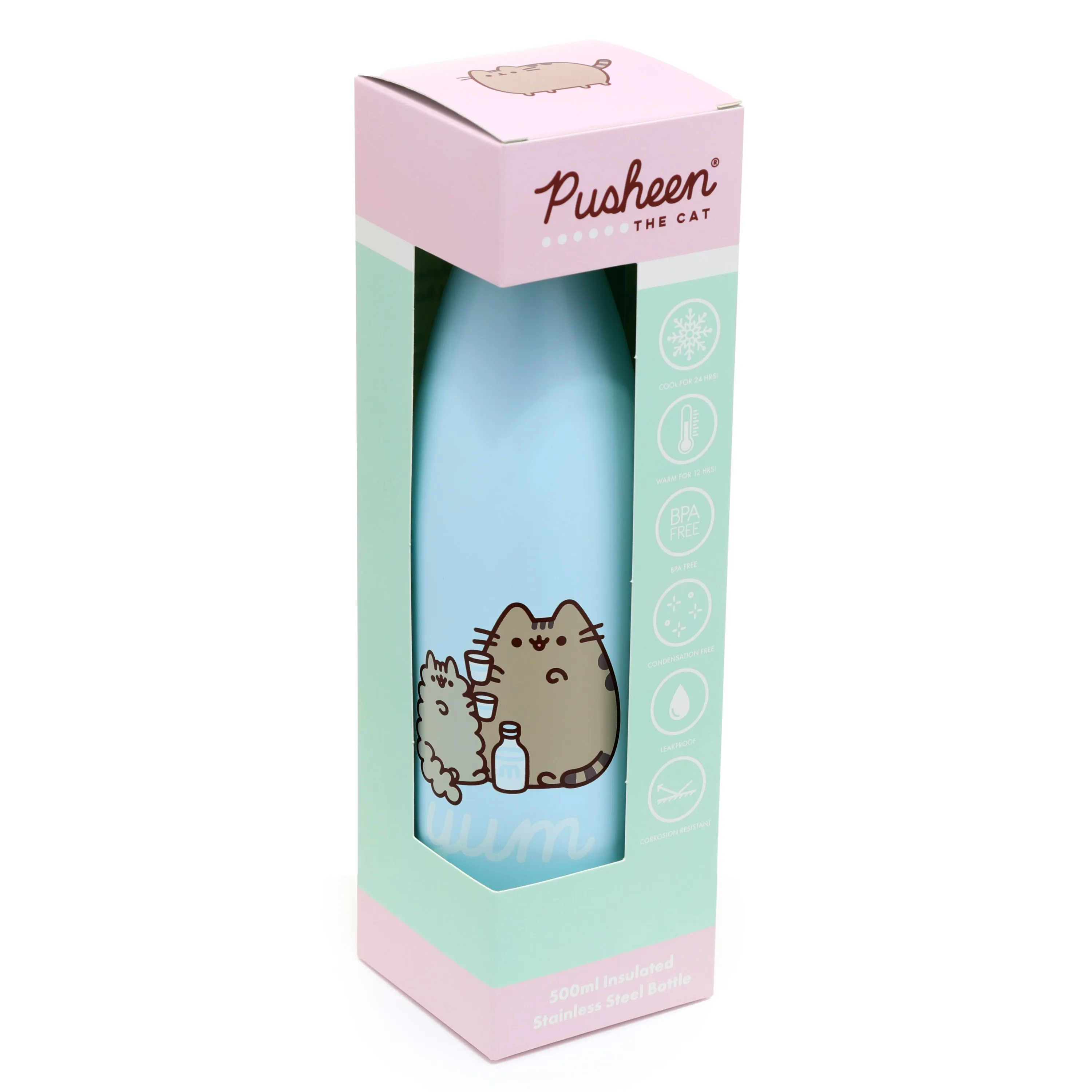 Reusable Stainless Steel Insulated Drinks Bottle 500ml - Pusheen the Cat Foodie