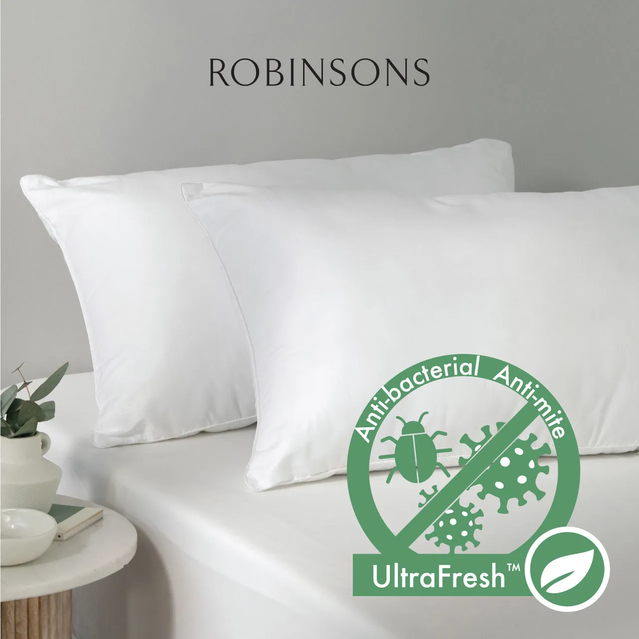 Robinsons Premium 2-Pack Pillow Anti-Bacterial Hypoallergenic Core Collection