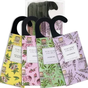 Rose Cottage 12Packs 4 Scents Flower Closet Air Freshener Deodorizer Scented Sachets Bags for Drawer and Closet