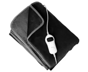 Royal Comfort Heated Faux Fur Throw Fleece Electric Blanket Double-Sided - Charcoal