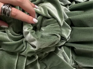 Sage Green Stretch Velvet Fabric By Yard Green Material Polyester Velvet Fabric for Bows Top Knots Head Wraps Scrunchies, Gowns Bridal Decor