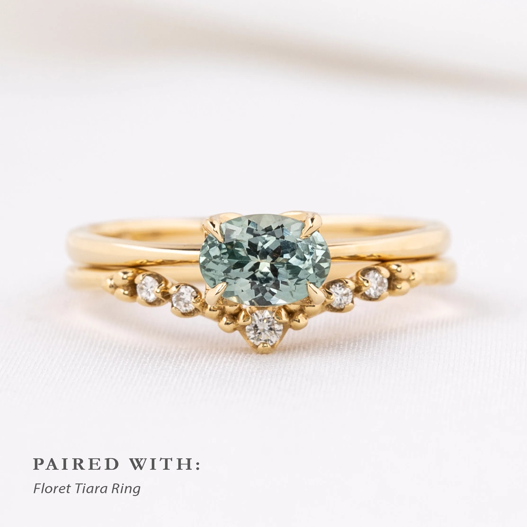 Sara Ring 0.93ct Light Blue Green Montana Sapphire (One of a kind)