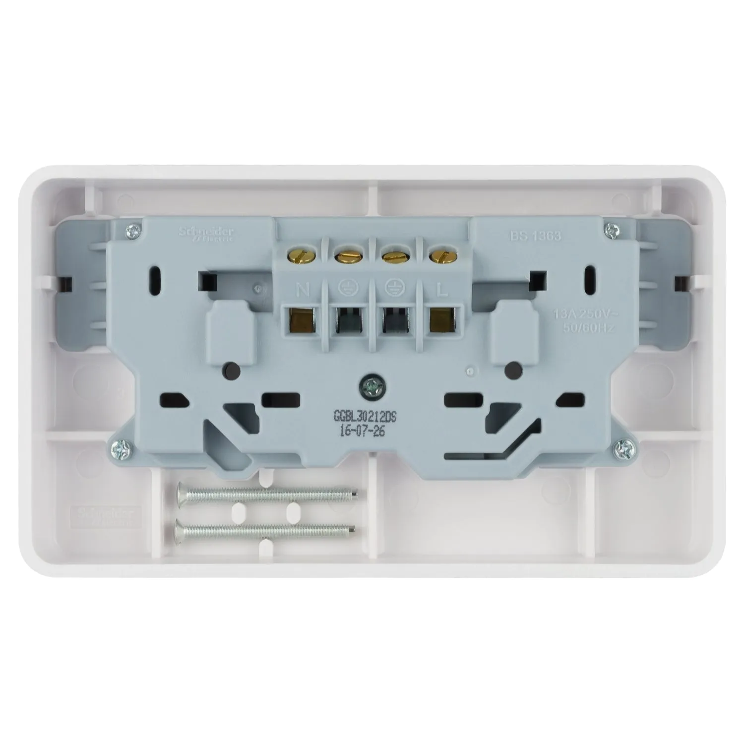 Schneider Electric GGBL30212DS Lisse White Moulded 13A 1G-2G DP Switched Converter Socket (Display Packaged)