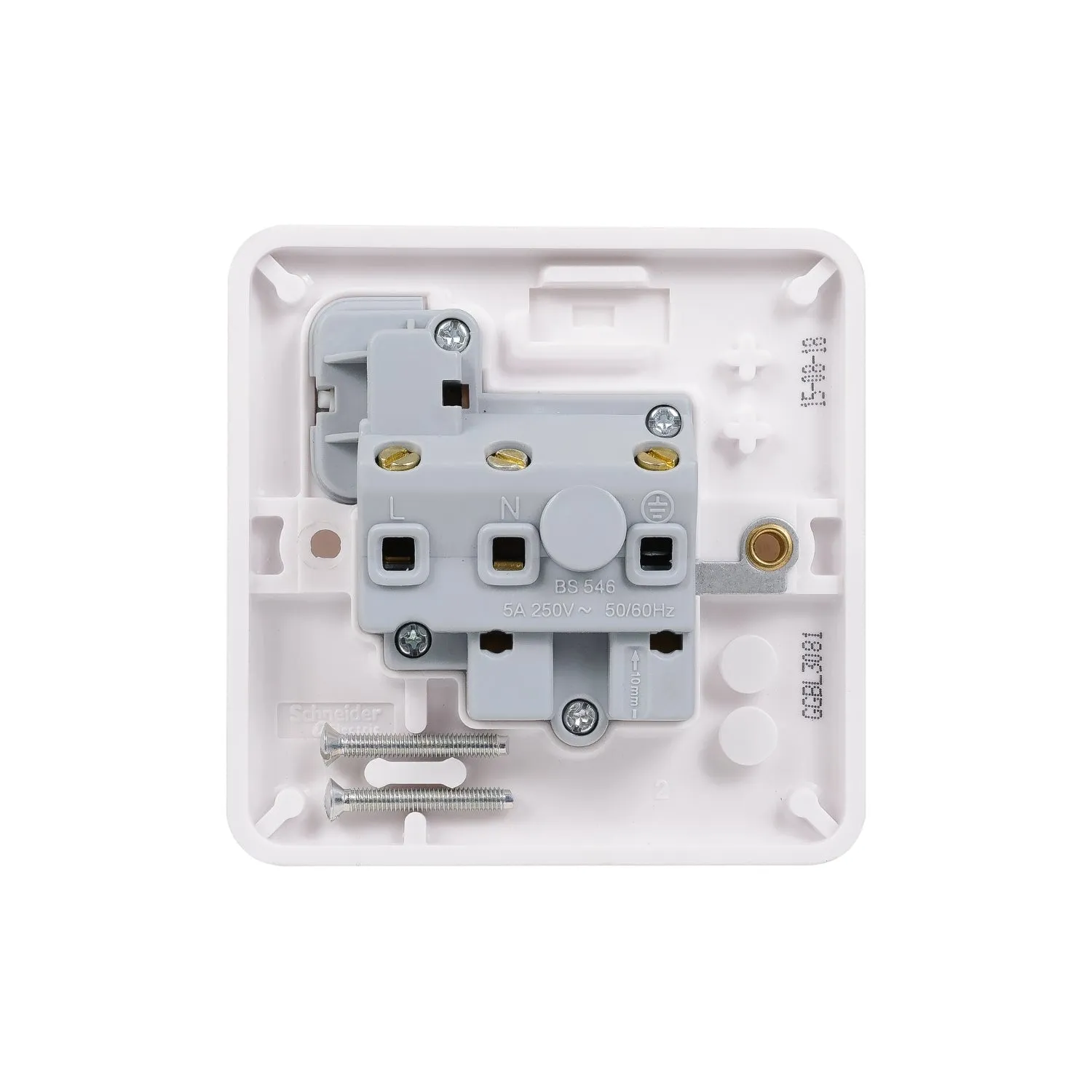 Schneider Electric GGBL3081 Lisse White Moulded 5A 1G Round Pin Switched Socket