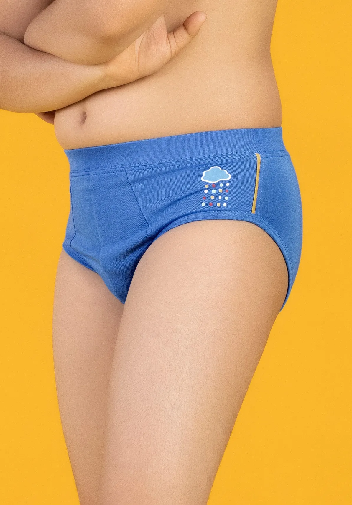 Scribbles Boys Briefs Blue Tencel Modal - Raincloud