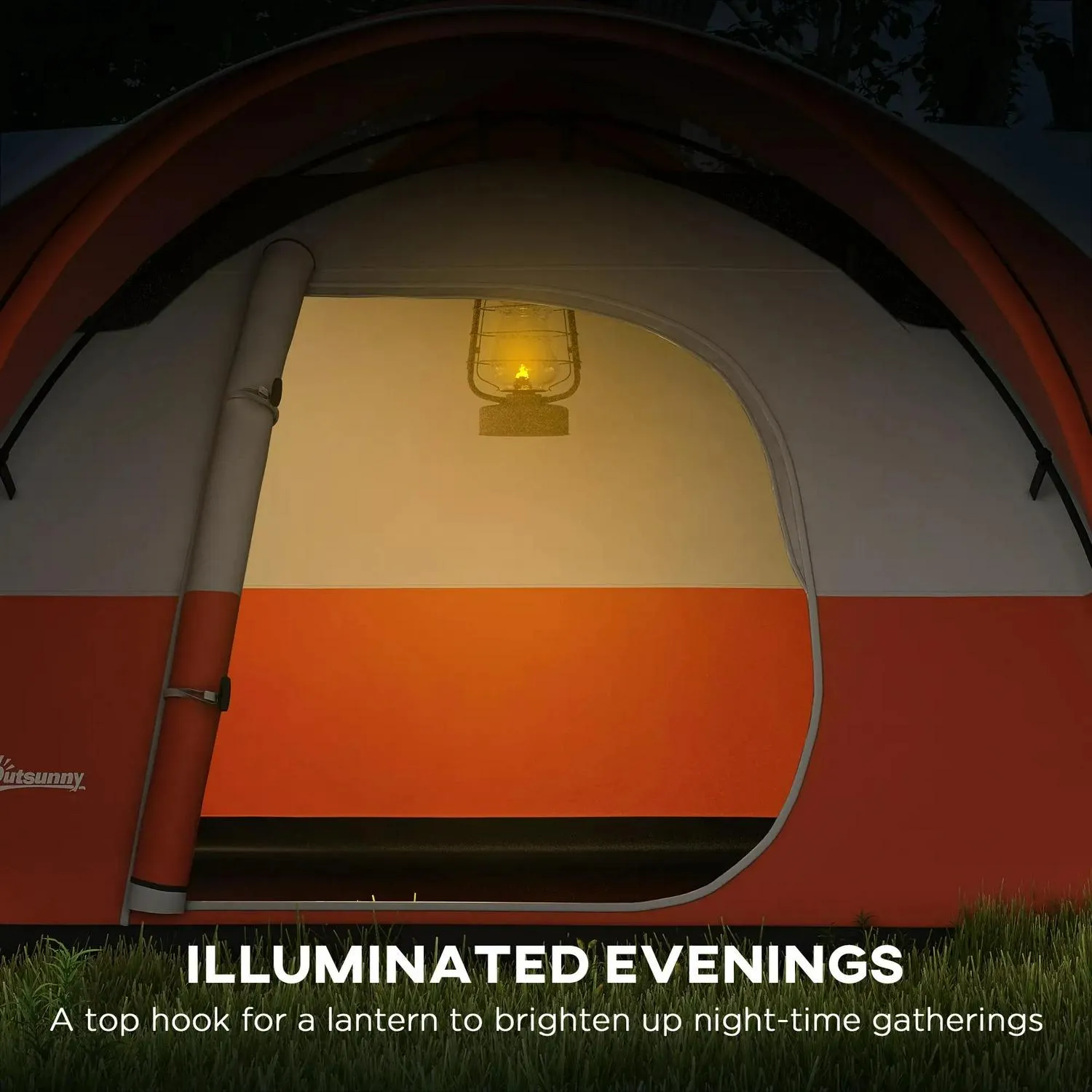 Sewn Bag, Portable And Groundsheet, Slashed prices 3000mm Outsunny Waterproof Family Instant access Man, Camping Orange 5-6 For Tent Porch With