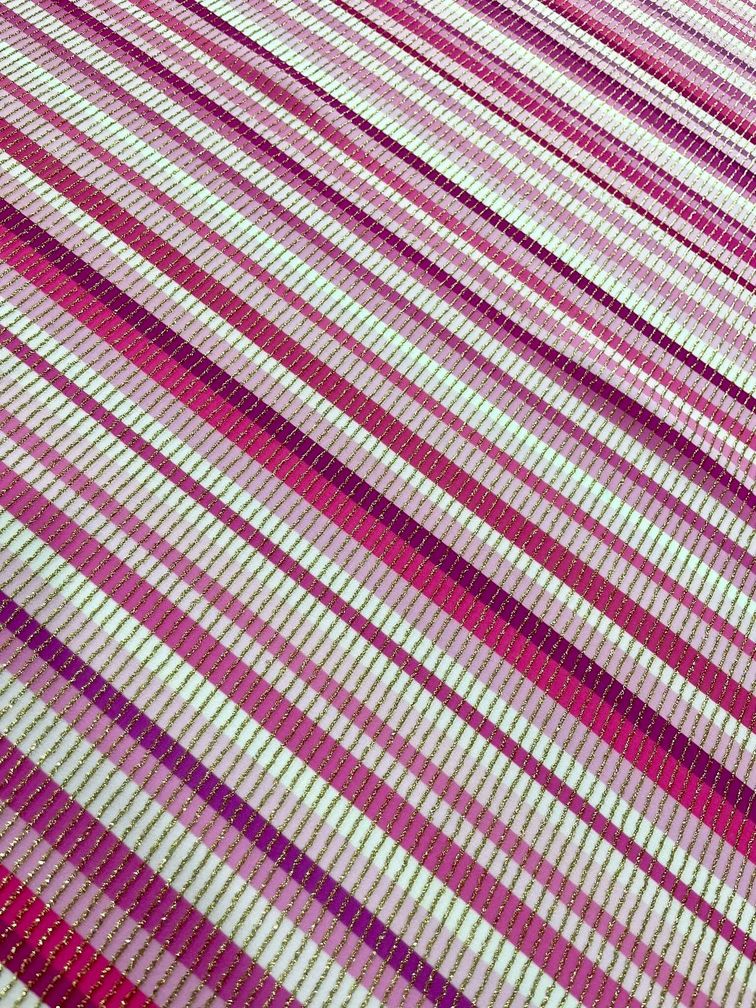 Shimmer Fabric Ottoman with Striped 4-Way Stretch Design