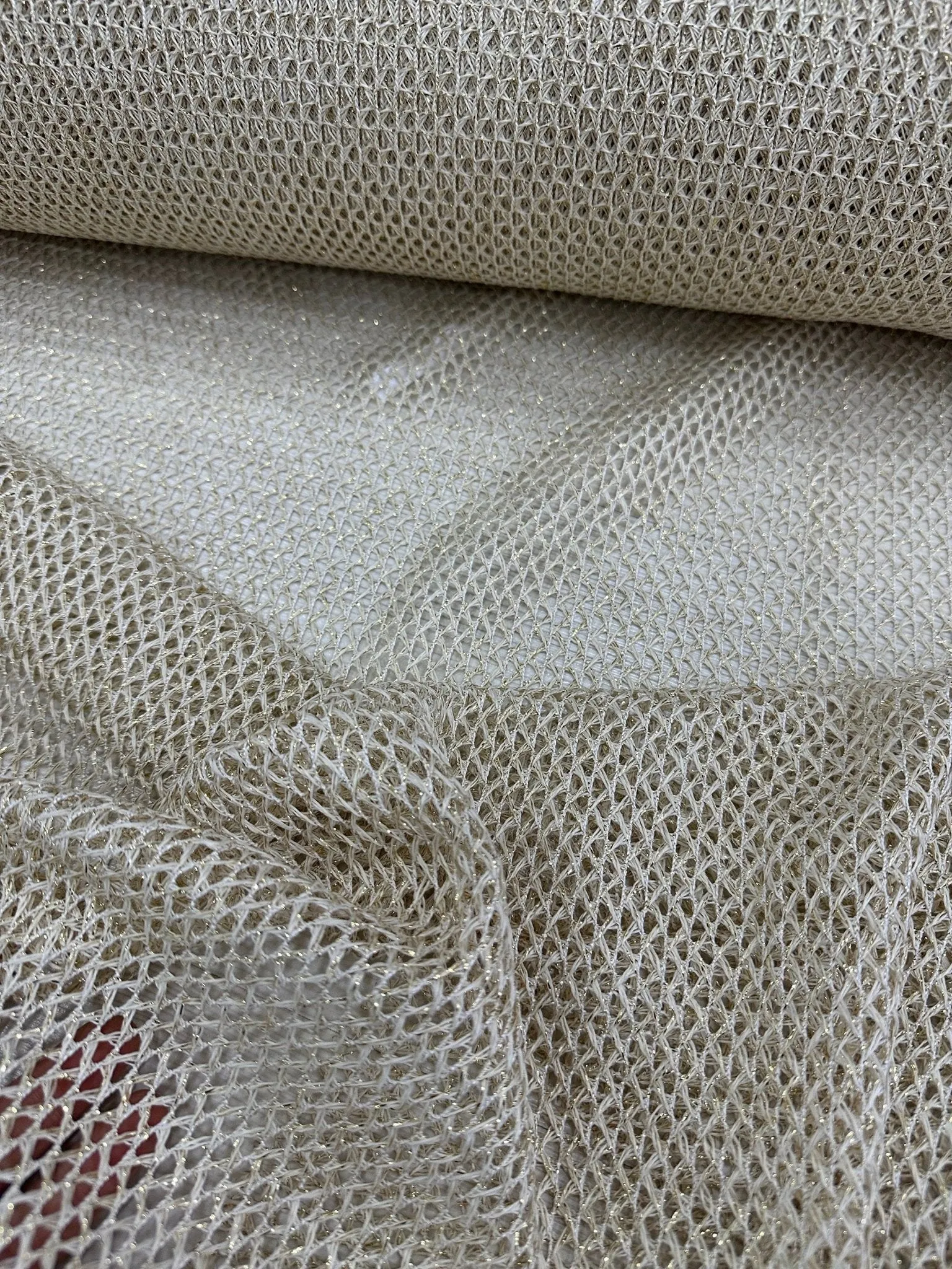Shimmering Gold Fishnet Mesh Fabric for Elegant Crafts and Designs