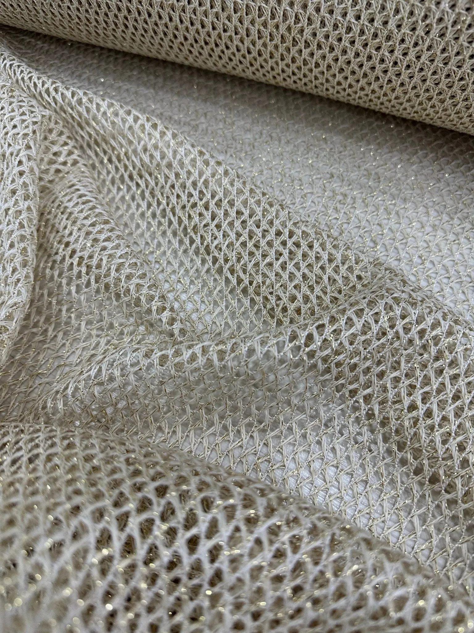 Shimmering Gold Fishnet Mesh Fabric for Elegant Crafts and Designs