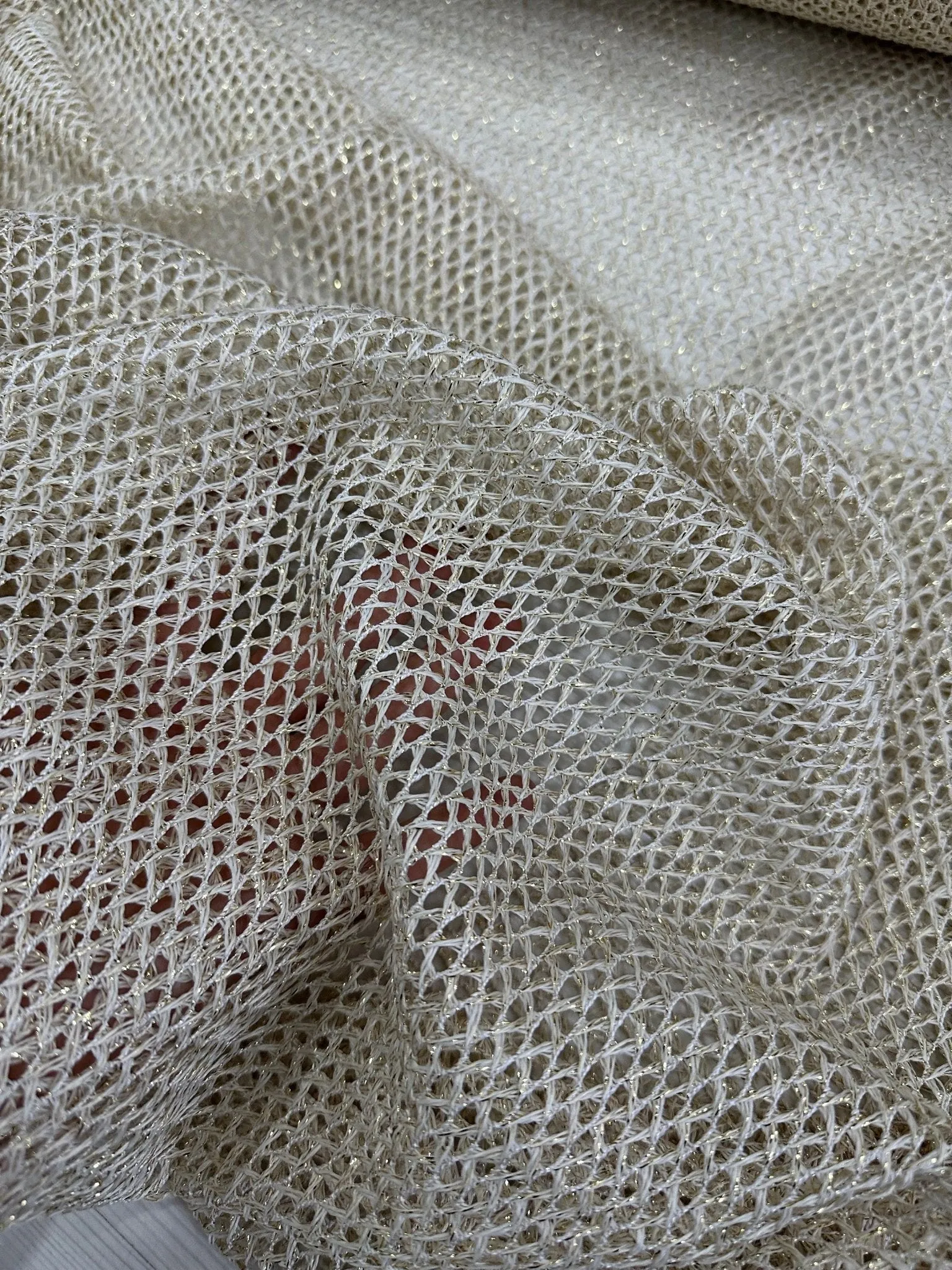 Shimmering Gold Fishnet Mesh Fabric for Elegant Crafts and Designs