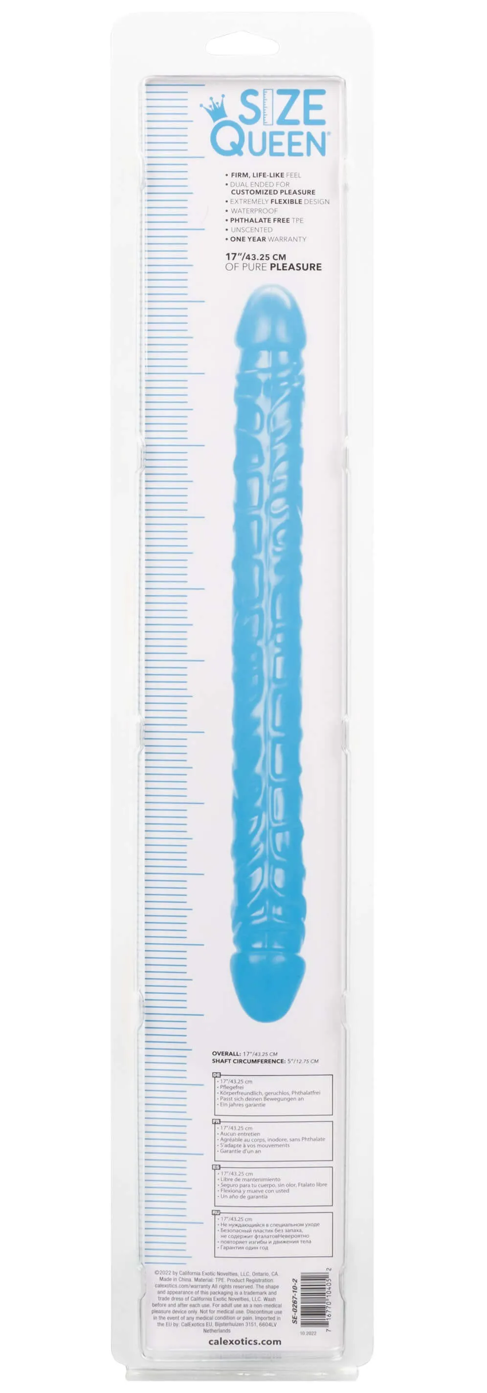 Size Queen 17-inch Double-Ended Dong in Blue: Ultimate Dual Pleasure Awaits