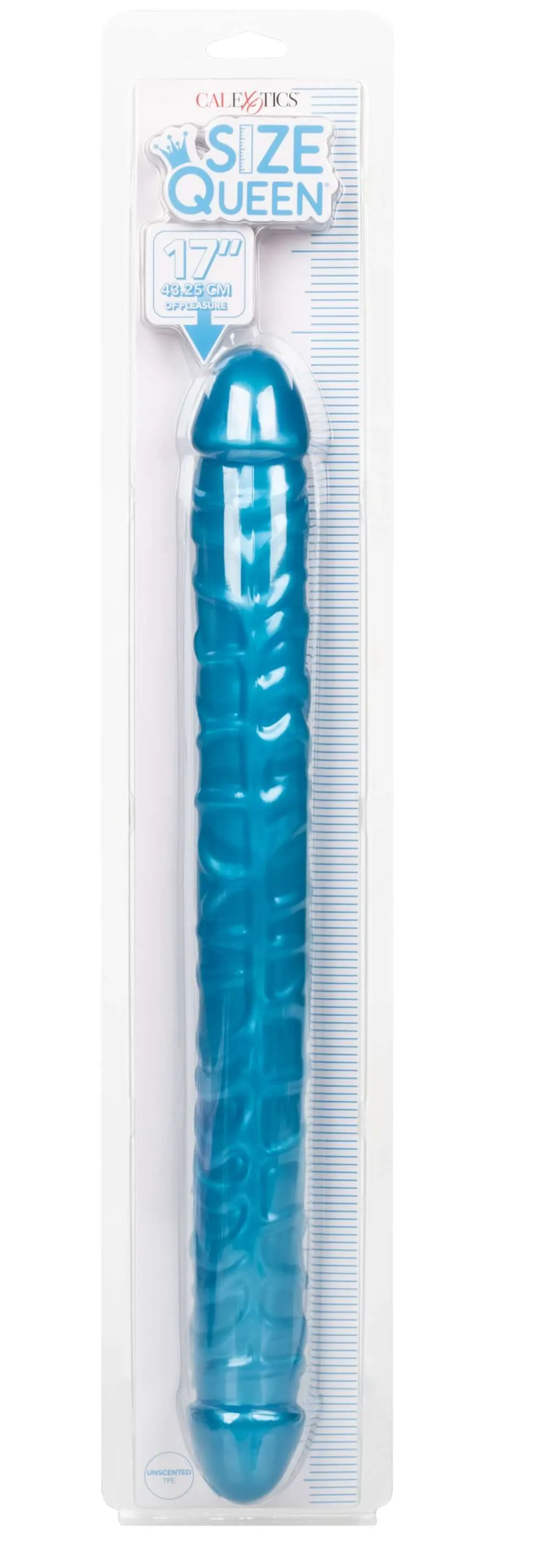 Size Queen 17-inch Double-Ended Dong in Blue: Ultimate Dual Pleasure Awaits