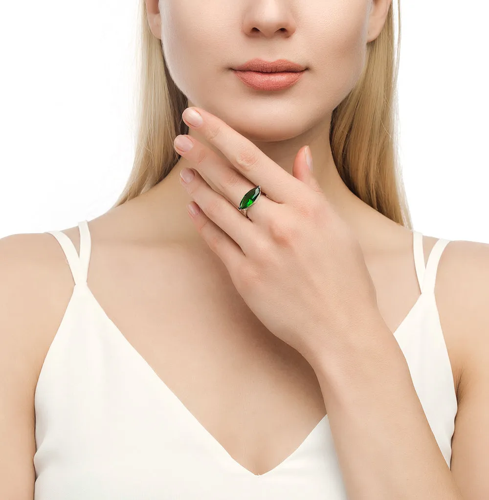 SOKOLOV - Green Ring With Nanosital, Sterling Silver 925